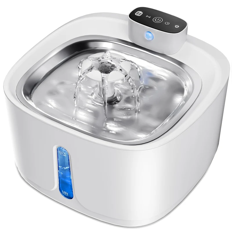 Fontanella per Gatti senza Fili, 3.2L 4000mAh Fontanella Gatto con Sensore di Movimento, 3 Modalità di Funzionamento Fontanella Gatti, Ultra Silenziosa Fontana per Gatti Ricaricabile - Bianco