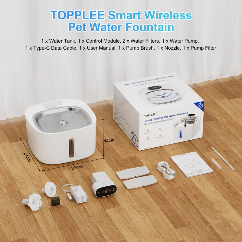 Fontanella per Gatti senza Fili, 3.2L 4000mAh Fontanella Gatto con Sensore di Movimento, 3 Modalità di Funzionamento Fontanella Gatti, Ultra Silenziosa Fontana per Gatti Ricaricabile - Bianco