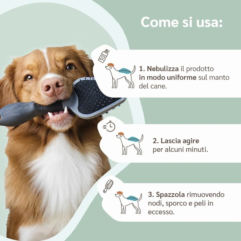 amusi Balsamo Cani Pelo Lungo Spray Sciogli Nodi Pelo Cane 250ml - Made in Italy, Formula Ipollergenica, Lucida, Condiziona, Nutre, Effetto Antistatico, Balsamo per Cani Spray, Districante Pelo Cane
