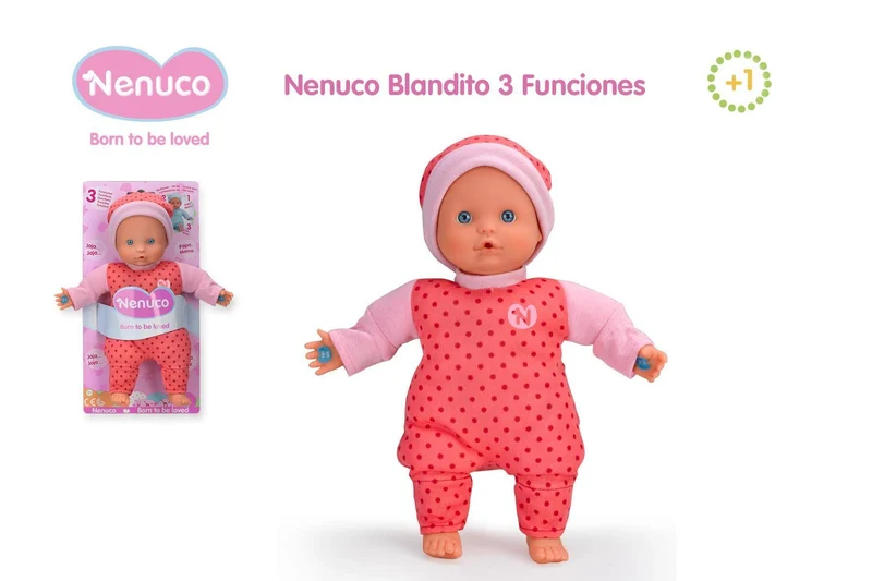 Nenuco- Bambola morbida 3 funzioni, emette suoni da bambino, per bambini/e da 10 mesi, Famosa 700014881