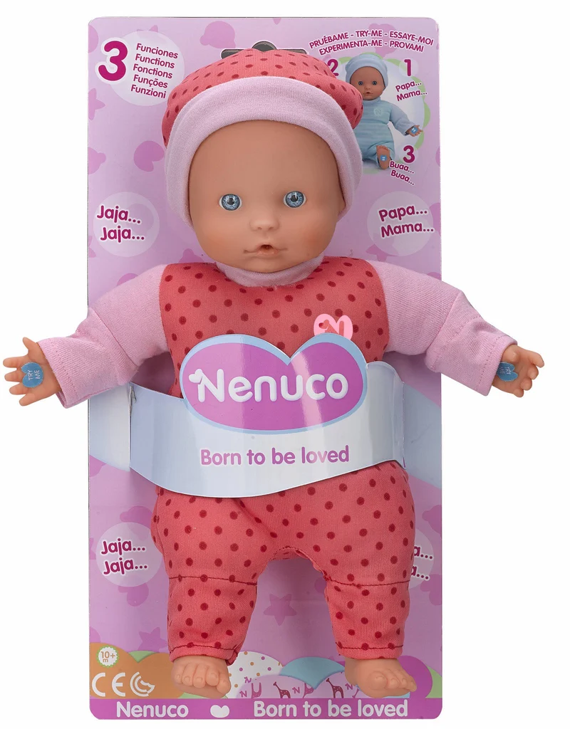 Nenuco- Bambola morbida 3 funzioni, emette suoni da bambino, per bambini/e da 10 mesi, Famosa 700014881