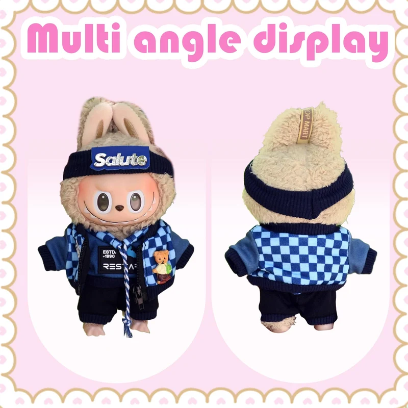 May Huang Vestiti per bambole di peluche da 17 cm per Labubu (H)