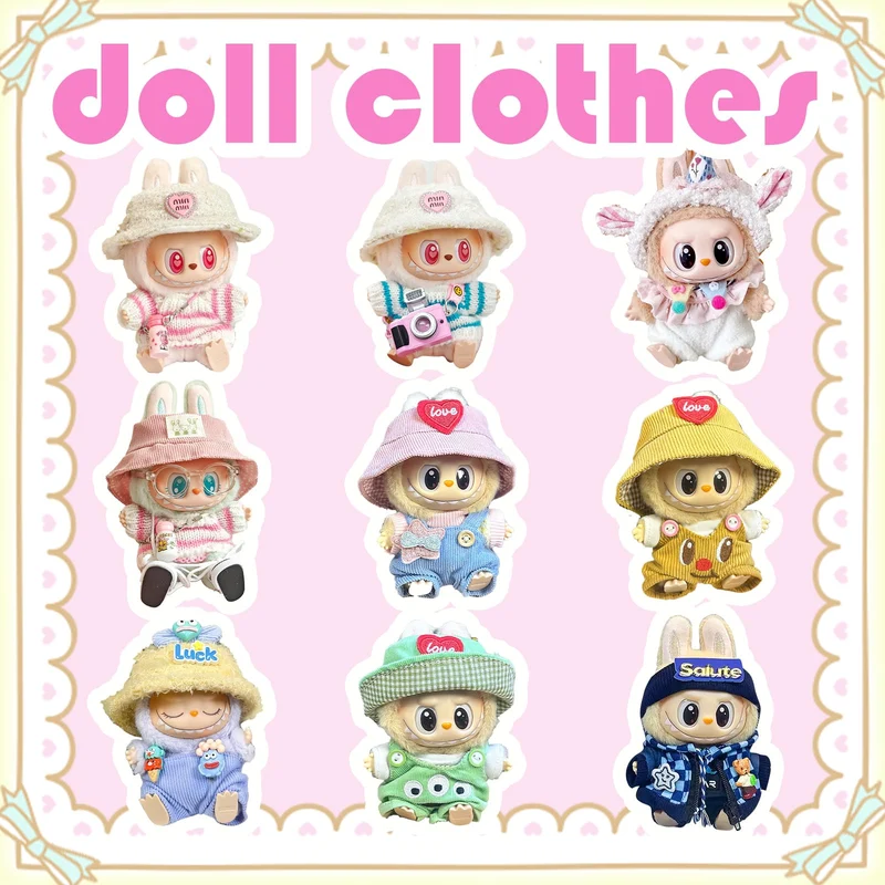May Huang Vestiti per bambole di peluche da 17 cm per Labubu (H)