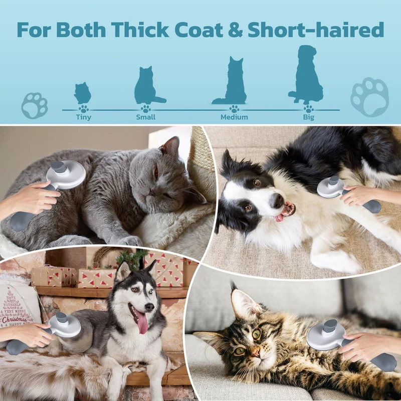 Zivacate Brosse Chat Brosse Chien[Prise ergonomique & nettoyage en un clic & Patented Design] Outil pour chiens/chats/lapins à poil court et long, Chien Accessoires(gris)