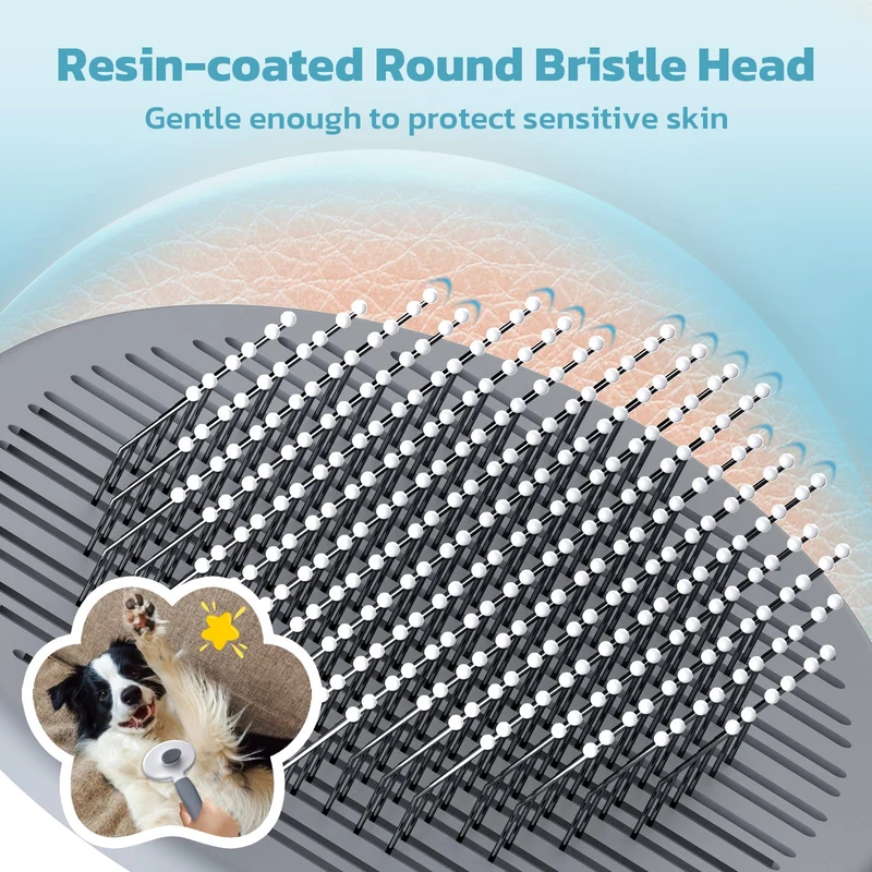 Zivacate Brosse Chat Brosse Chien[Prise ergonomique & nettoyage en un clic & Patented Design] Outil pour chiens/chats/lapins à poil court et long, Chien Accessoires(gris)