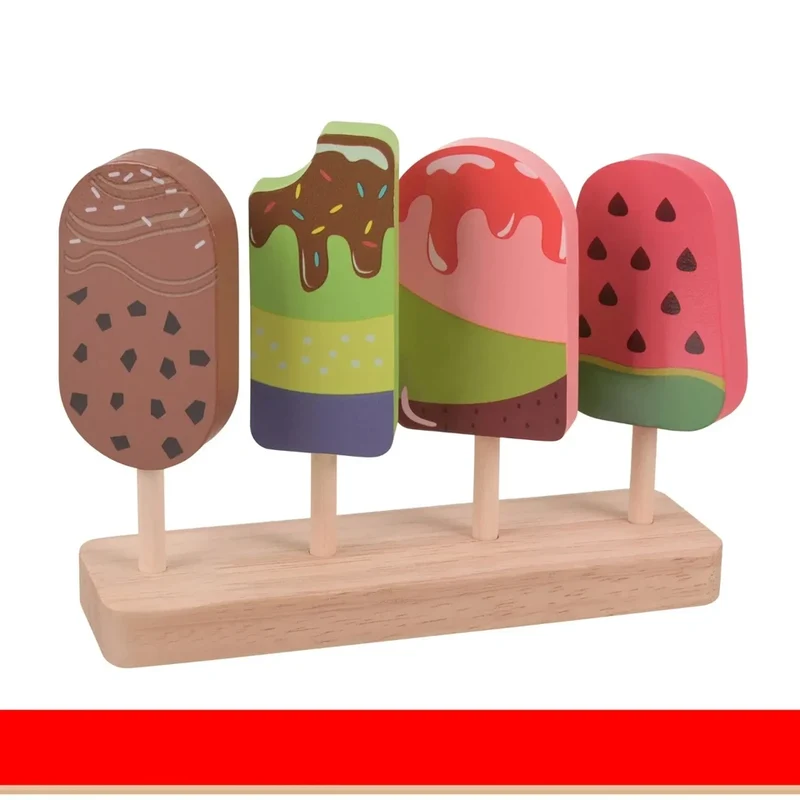 giocattolo in legno "la mia gelateria" set gioco gelati con accessori e dolci