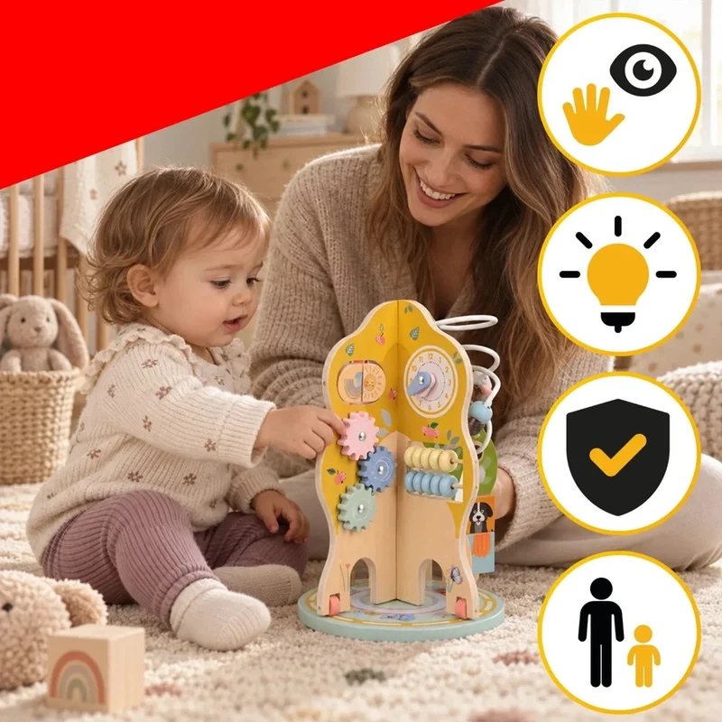 Giochi Montessori Giocattolo in legno Multiattività per bambini albero educativo