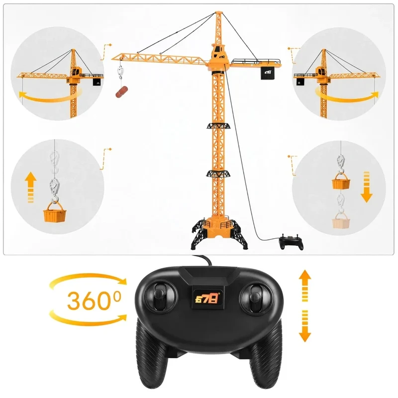 GRU GIOCATTOLO FILOGUIDATA CON TELECOMANDO h 128 CM GRU telecomandata 360°