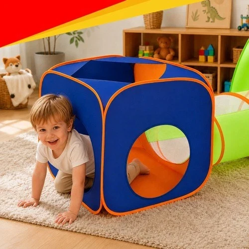 Tenda da gioco 5 in 1 Area gioco interni esterni per bambini pop-up+ tunnel, casetta