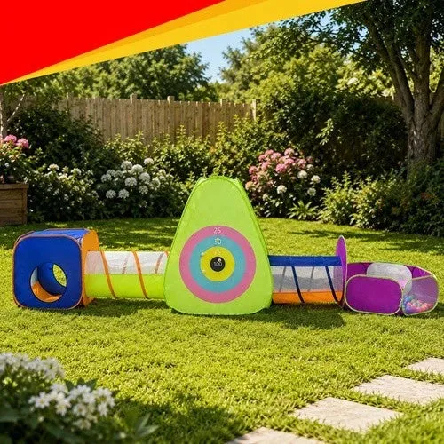 Tenda da gioco 5 in 1 Area gioco interni esterni per bambini pop-up+ tunnel, casetta