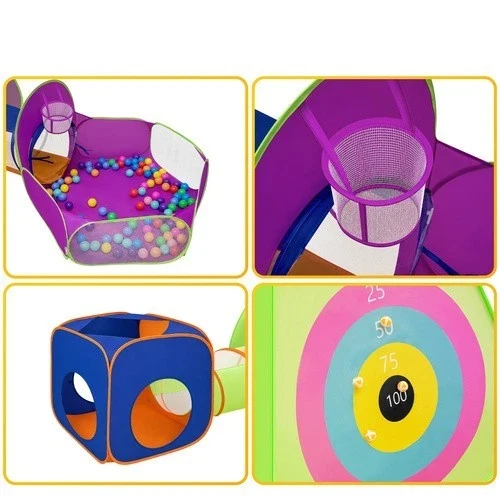 Tenda da gioco 5 in 1 Area gioco interni esterni per bambini pop-up+ tunnel, casetta