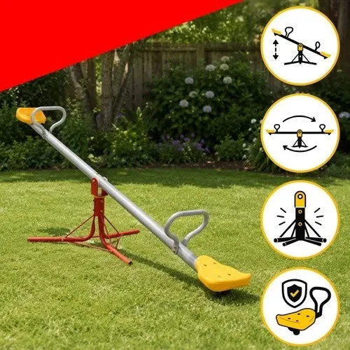 Altalena da giardino per bambini, 2 in 1, in metallo, per esterni, con pendolo a 360°