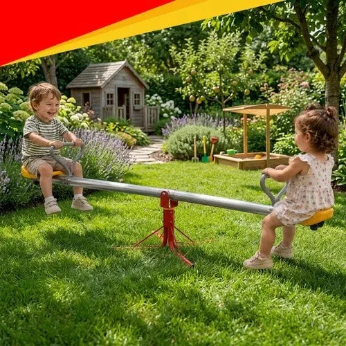 Altalena da giardino per bambini, 2 in 1, in metallo, per esterni, con pendolo a 360°