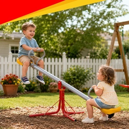 Altalena da giardino per bambini, 2 in 1, in metallo, per esterni, con pendolo a 360°