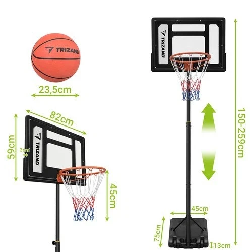 Canestro da basket con piantana altezza regolabile