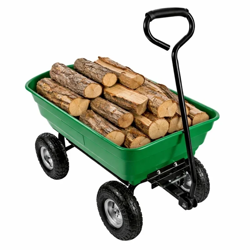 Carrello da giardino con pianale ribaltabile rimovibile, colore verde