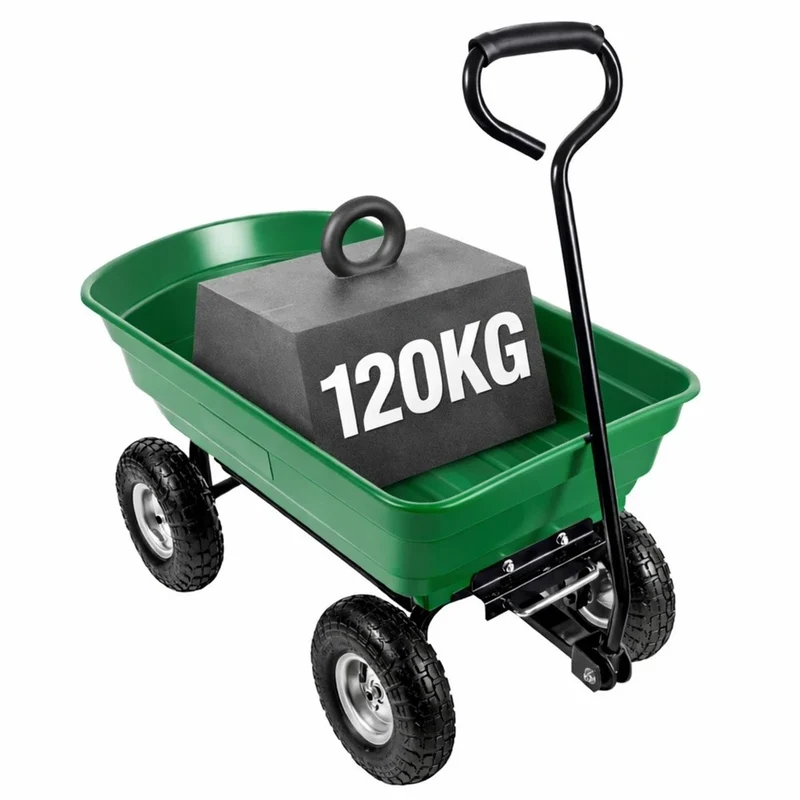 Carrello da giardino con pianale ribaltabile rimovibile, colore verde
