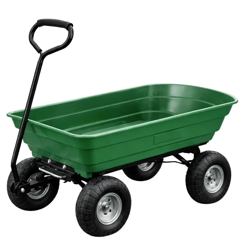 Carrello da giardino con pianale ribaltabile rimovibile, colore verde