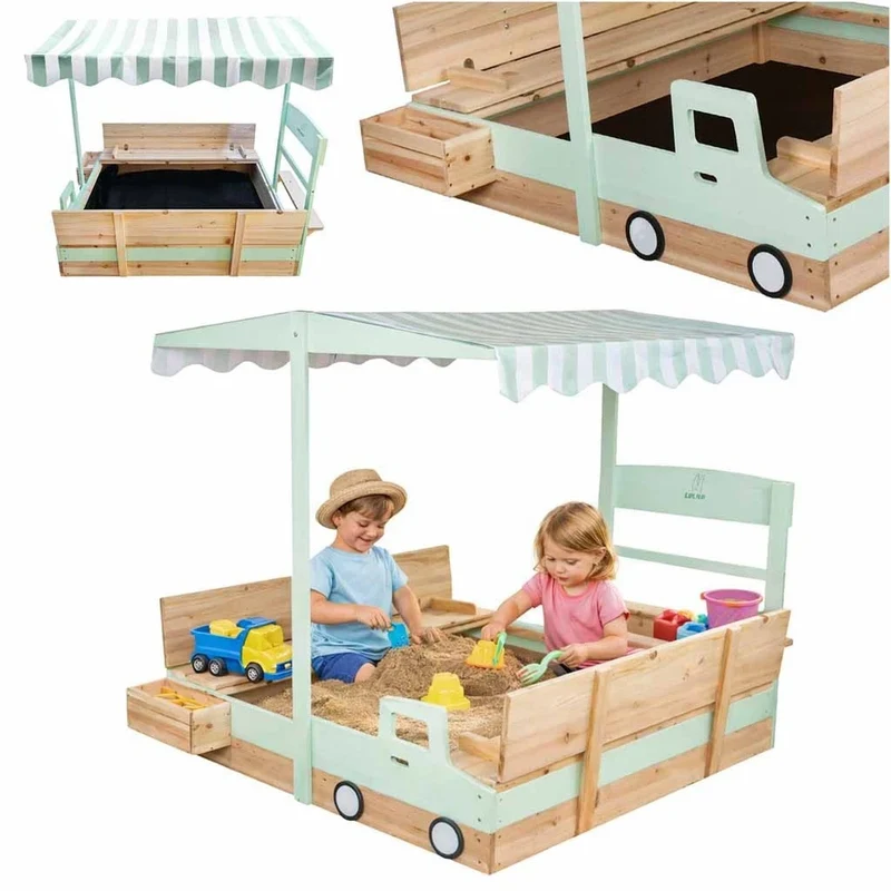 SABBIERA per bambini sabbiera in legno con tettoia e panche