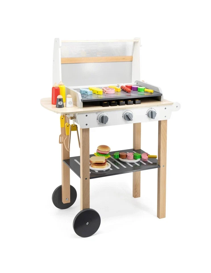 barbecue giocattolo in legno set bbq gioco con cibo e accessori per bambini
