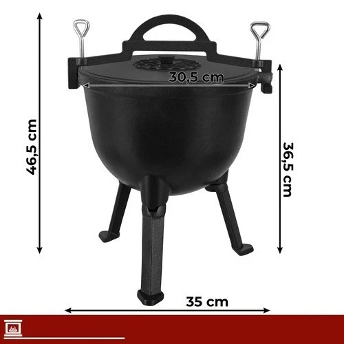 Calderone Pentolone in ghisa Dutch Oven Pentola da campeggio, pesca, caccia ecc. per fuoco