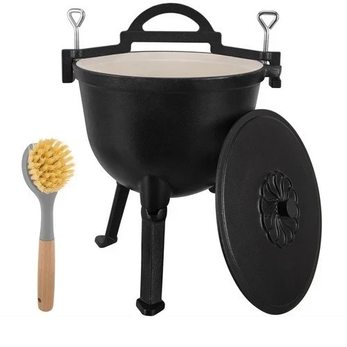 Calderone Pentolone in ghisa Dutch Oven Pentola da campeggio, pesca, caccia ecc. per fuoco