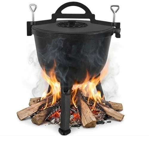 Calderone Pentolone in ghisa Dutch Oven Pentola da campeggio, pesca, caccia ecc. per fuoco