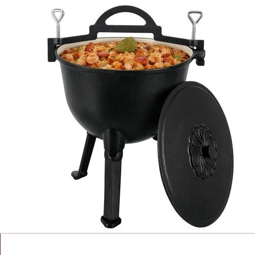 Calderone Pentolone in ghisa Dutch Oven Pentola da campeggio, pesca, caccia ecc. per fuoco