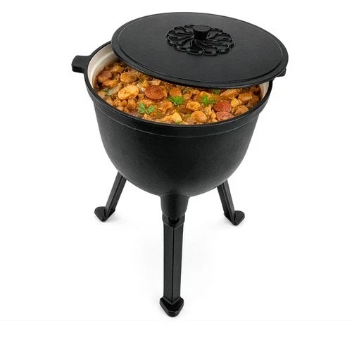Calderone Pentolone in ghisa Dutch Oven Pentola da campeggio, pesca, caccia ecc. per fuoco