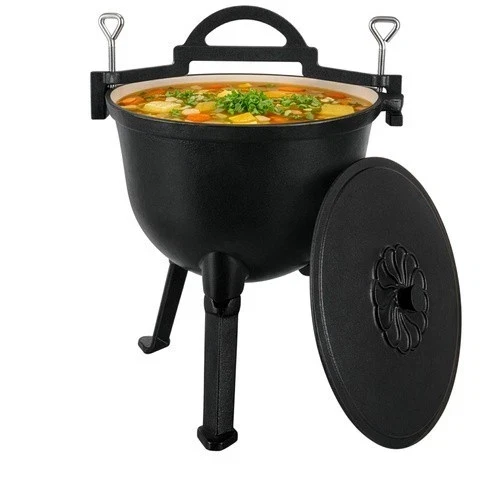 Calderone Pentolone in ghisa Dutch Oven Pentola da campeggio, pesca, caccia ecc. per fuoco