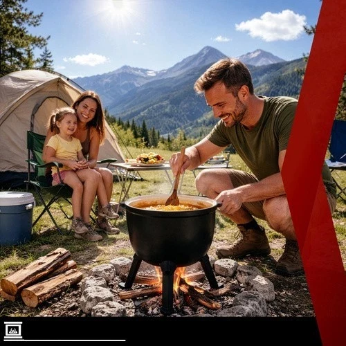 Calderone Pentolone in ghisa Dutch Oven Pentola da campeggio, pesca, caccia ecc. per fuoco
