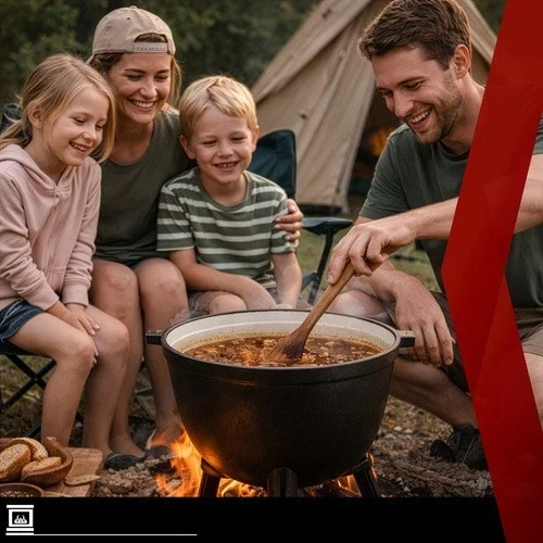 Calderone Pentolone in ghisa Dutch Oven Pentola da campeggio, pesca, caccia ecc. per fuoco