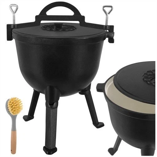 Calderone Pentolone in ghisa Dutch Oven Pentola da campeggio, pesca, caccia ecc. per fuoco