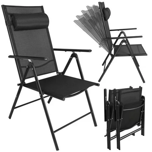 Sedie da giardino set 2 sedie nere pieghevoli