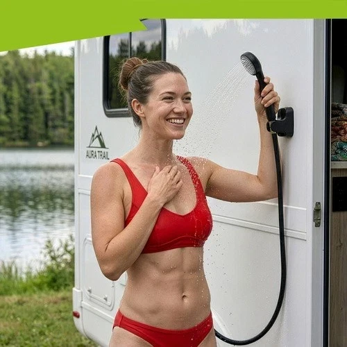 Doccia portatile da campeggio con pompa da 2200 mAh, wireless USB, impermeabile