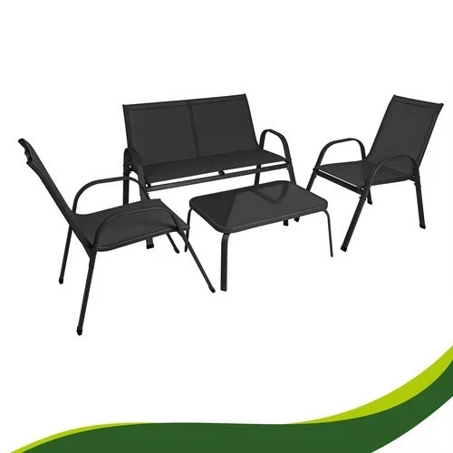 SET mobili TERRAZZO DA GIARDINO 4 POSTI sedie tavolo panca divano in acciaio