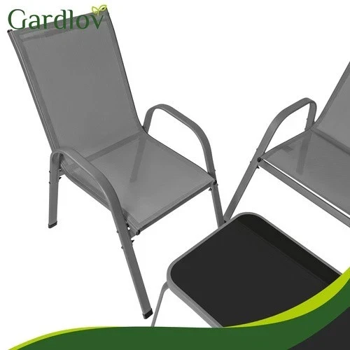 SET mobili DA GIARDINO TERRAZZO 4 POSTI sedie tavolo panca divano in acciaio