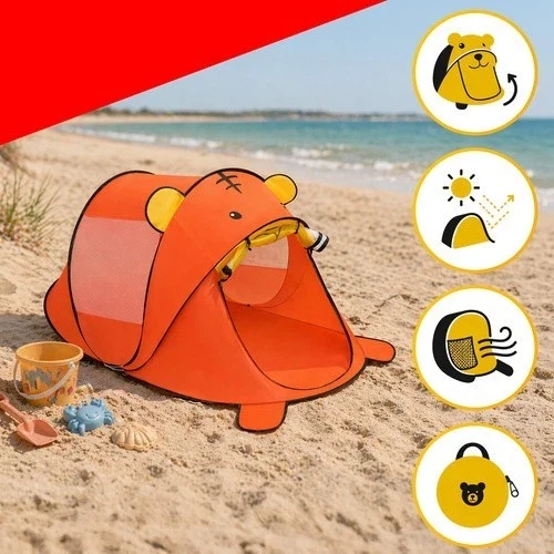 Tenda da spiaggia Tenda da gioco bambini Tigro con set secchiello palette pop-up
