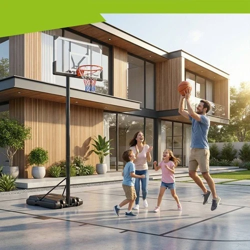 Canestro da basket con piantana altezza regolabile