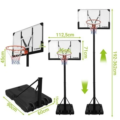 Canestro da basket con piantana altezza regolabile