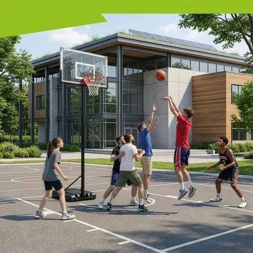 Canestro da basket con piantana altezza regolabile