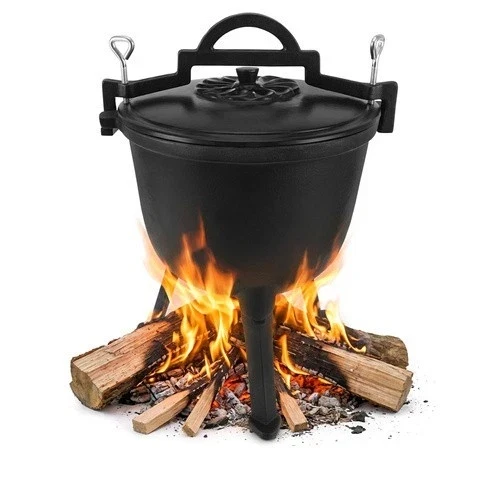 Calderone da caccia Pentolone in ghisa Dutch Oven Pentola da campeggio per fuoco