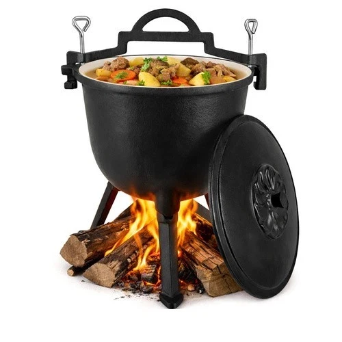 Calderone da caccia Pentolone in ghisa Dutch Oven Pentola da campeggio per fuoco