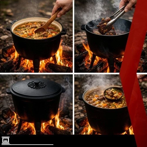 Calderone da caccia Pentolone in ghisa Dutch Oven Pentola da campeggio per fuoco