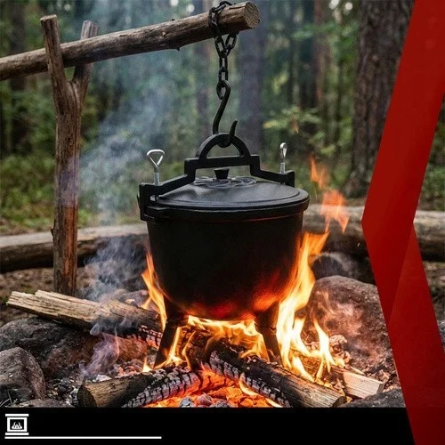 Calderone da caccia Pentolone in ghisa Dutch Oven Pentola da campeggio per fuoco