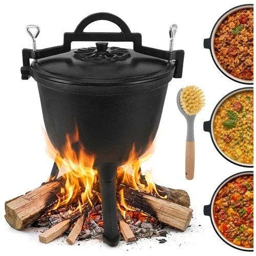 Calderone da caccia Pentolone in ghisa Dutch Oven Pentola da campeggio per fuoco