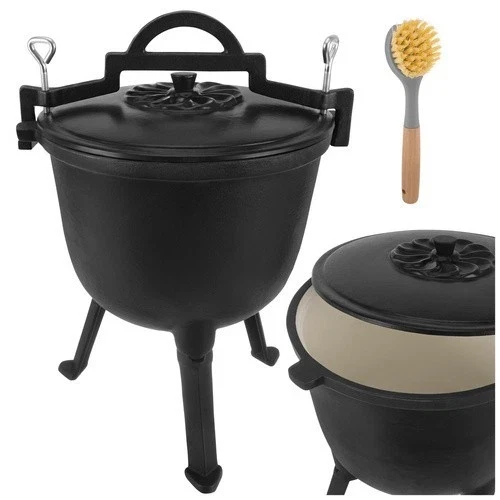 Calderone da caccia Pentolone in ghisa Dutch Oven Pentola da campeggio per fuoco