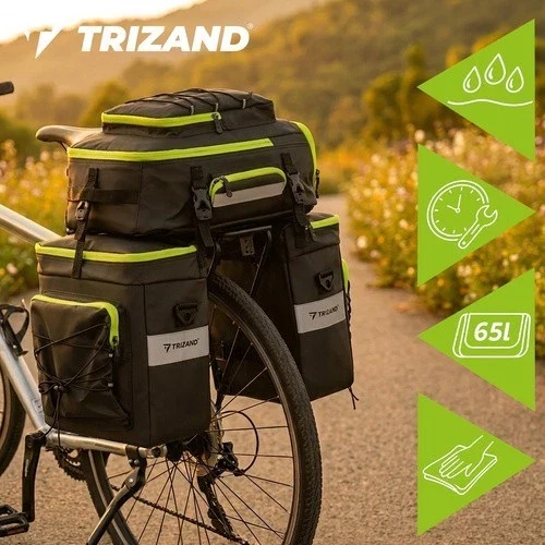 Borsa da bici impermeabile da 65 litri, zaino 3 in 1