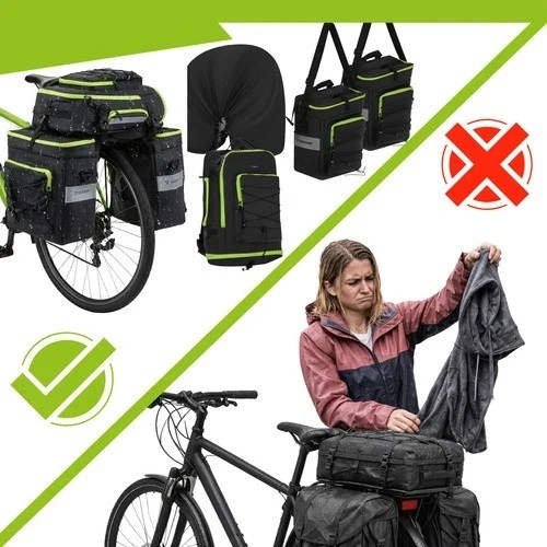 Borsa da bici impermeabile da 65 litri, zaino 3 in 1