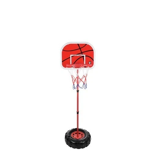 Canestro da basket con piantana e tabellone altezza regolabile con palla e pompa